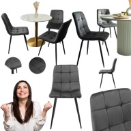 KRZESLO WELUROWE GRAFITOWE WELUR DO JADALNI SALONU KUCHNI LOFTOWE SZARE