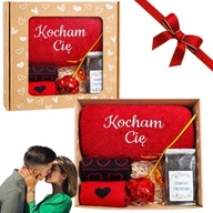 WYJĄTKOWY PREZENT ZESTAW WALENTYNKI DLA NIEJ RĘCZNIK HERBATA SKARPETKI RÓŻA