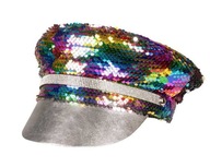 Czapka Tęczowa Srebrna Cekiny / Kostium Strój Karnawałowy / Uniwersalny
