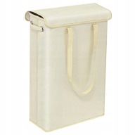 WĄSKI KOSZ NA PRANIE ZABAWKI POJEMNIK Z KLAPĄ UCHWYTEM BEŻOWY 45L STUDENCKI