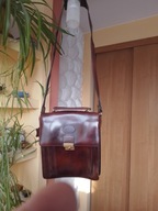 Piękna , skórzana raportówka na zatrzask z kluczykiem - bdb !