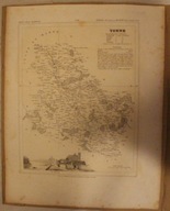 YONNE - FRANCJA - BARDZO STARA MAPA - RZADKOŚĆ, UNIKAT