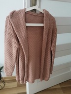 Gruby, ciepły kardigan pudrowy róż