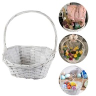 KOSZ WIKLINOWY BIAŁY PREZENTOWY DELIKATESOWY KOSZYK ŚLUB WESELE URODZINY