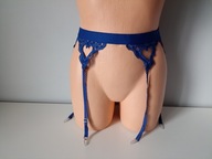 Śliczny pas do pończoch kobaltowa koronka r.S