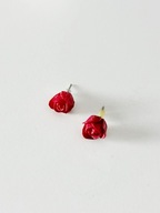 Małe kolczyki czerwone różyczki sztyfty handmade boho romantyczne unikat