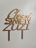 ZŁOTY Topper na tort PERSONALIZOWANY DOWOLNY NAPIS