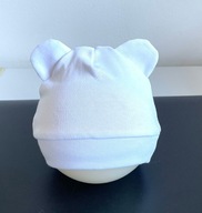 Bawełniane czapeczki z uszkami dla noworodków biała