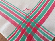 SKANDYNAWSKI DESIGN NATURALNY LNIANY OBRUS MONOGRAM VINTAGE FOLK 90x95 nr1