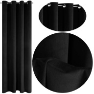 Zasłona gotowa czarna welurowa zaciemniająca 140 cm x 250 cm na przelotkach