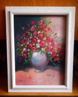 CZERWONE MAKI-OLEJ, PŁÓTNO 48x38 MALARSTWO NIEMIECKIE-H.RUNGE