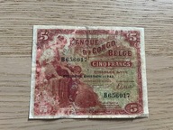 Kongo Belgijskie - 5 franków - 1942 - rzadki