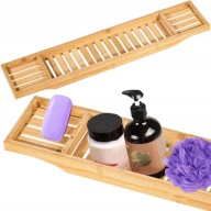 PÓŁKA BAMBUSOWA NA WANNĘ ŁAZIENKOWA NAKŁADKA ORGANIZER DO WANNY KĄPIELI SPA