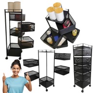 MOBILNY REGAŁ KUCHENNY STOLIK NA KÓŁKACH WÓZEK 6 POZIOMÓW 5 KOSZY 90CM