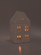 ŚWIECZNIK DEKORACJA DOMEK LAMPION LATARENKA BIAŁY 100% DOLOMIT