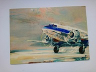 Reklama Polskie Linie Lotnicze - poczt z lat 60-tych proj Janusz Grabiański