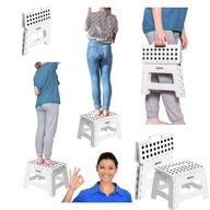 KRZESŁO TABORET DRABINKA STOPIEŃ SKŁADANY KUCHENNY ANTYPOŚLIZGOWY BAIŁY22CM