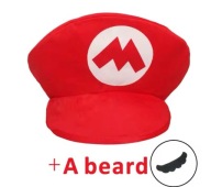 CZAPKA SUPER MARIO BROS WĄSY COSPLAY GRA GAMINGOWY PREZENT