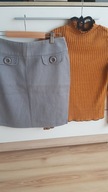 spódniczka szara fakturowana + półgolfik miodowy PRIMARK _____ 36