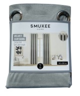 SMUKEE 2-pak welwetowych zasłon na przelotkach, SZARE, styl glamour 140x250