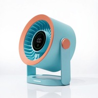 Mini wiatrak USB-C z wyświetlaczem - cichy 20dB, 7 łopatek, niebieski
