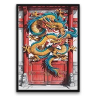 Plakat z ramą 40x50cm Chińska brama smoki Azja Kultura Design Prezent