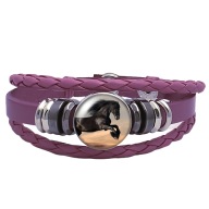 Skórzana bransoletka - Snap - Koń - regulowana długość, wymienne oczka