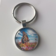 Brelok do kluczy, szkło, motyle