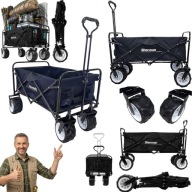 WÓZEK TURYSTYCZNY SKŁADANY PLAŻOWY TRANSPORTOWY SKRĘTNE KOŁA 120L + SIATKA