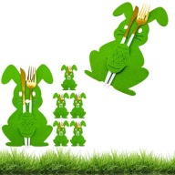 POKROWCE NA SZTUĆCE WIELKANOCNE ZAJĄCZEK PREMIUM Z FILCU – ZESTAW 6 SZTUK