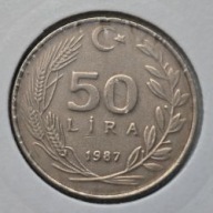 *TURCJA [0086]*50 Lir (Lira)1987 (Lira turecka) Rośliny Gałąź oliwna Kłosy