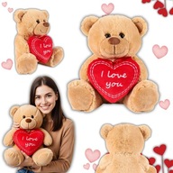 PLUSZOWY MIŚ Z SERCEM NAPISEM I LOVE YOU PREZENT NA WALENTYNKI DLA NIEJ