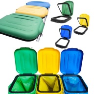 KOSZ DO SEGREGACJI ŚMIECI DUŻY STOJAK METALOWY STELAŻ TRZY STANOWISKA