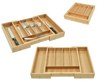 ORGANIZER DO SZUFLADY NA SZTUĆCE NARZĘDZIA REGULOWANY BAMBUSOWY DREWNIANY
