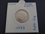 Moneta 2 złote Jadwiga 1933, super stan, srebro (137)