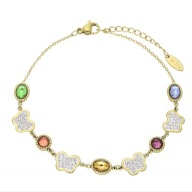 64296 Bransoletka złota stal chirurgiczna motyle kolorowe kryształki