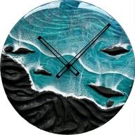 Duży zegar z żywicy czarna plaża 3D