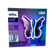 Lethe Lusterko z neonem LED MOTYL różowy/niebieski