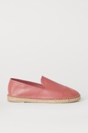 H & M espadryle różowe jutowa słomiana podeszwa baletki baleriny balerinki