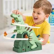 Elektryczny Tor Dinozaury + Schody 6 Aut Interaktywna Zabawka Dla Dzieci 3+