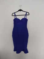 Niebieska bandażowa ołłówkowa sukienka midi z falbanką 40