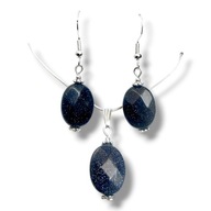 NK63 - Komplet kolczyki i wisiorek kamienie NOC KAIRU fasetowany