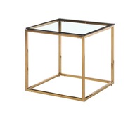 ŁAWA złota STOLIK KAWOWY glamour ZŁOTY CHROM SZKŁO kostka