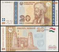 BNB - TADŻYKISTAN 20 Somoni 1999 / 2000 DF 8364911 # P17b # UNC
