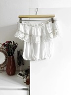 Biała krótka bluzka top hiszpanka z haftem, boho, rozmiar S