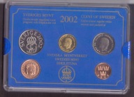 Szwecja - 2002 rok - zestaw rocznikowy - 4 monety + żeton - mennicze