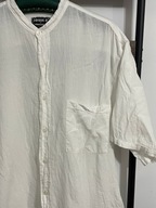 1 John P biała bawełna batyst 1 kieszeń stójka duża XXL upały letnia luźna