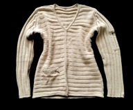 beżowy SWETER kieszenie ZIP Lata 90 VINTAGE dzianina BAWEŁNA M/38