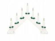 ŚWIECZNIK ADWENTOWY DREWNIANY SIEDMIORAMIENNY LAMPKI LED ŚWIĄTECZNY 30 cm