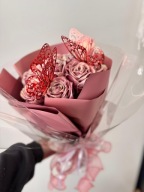Bukiet z wiecznych róż różowy prezent ślub urodziny 8nastka walentynki